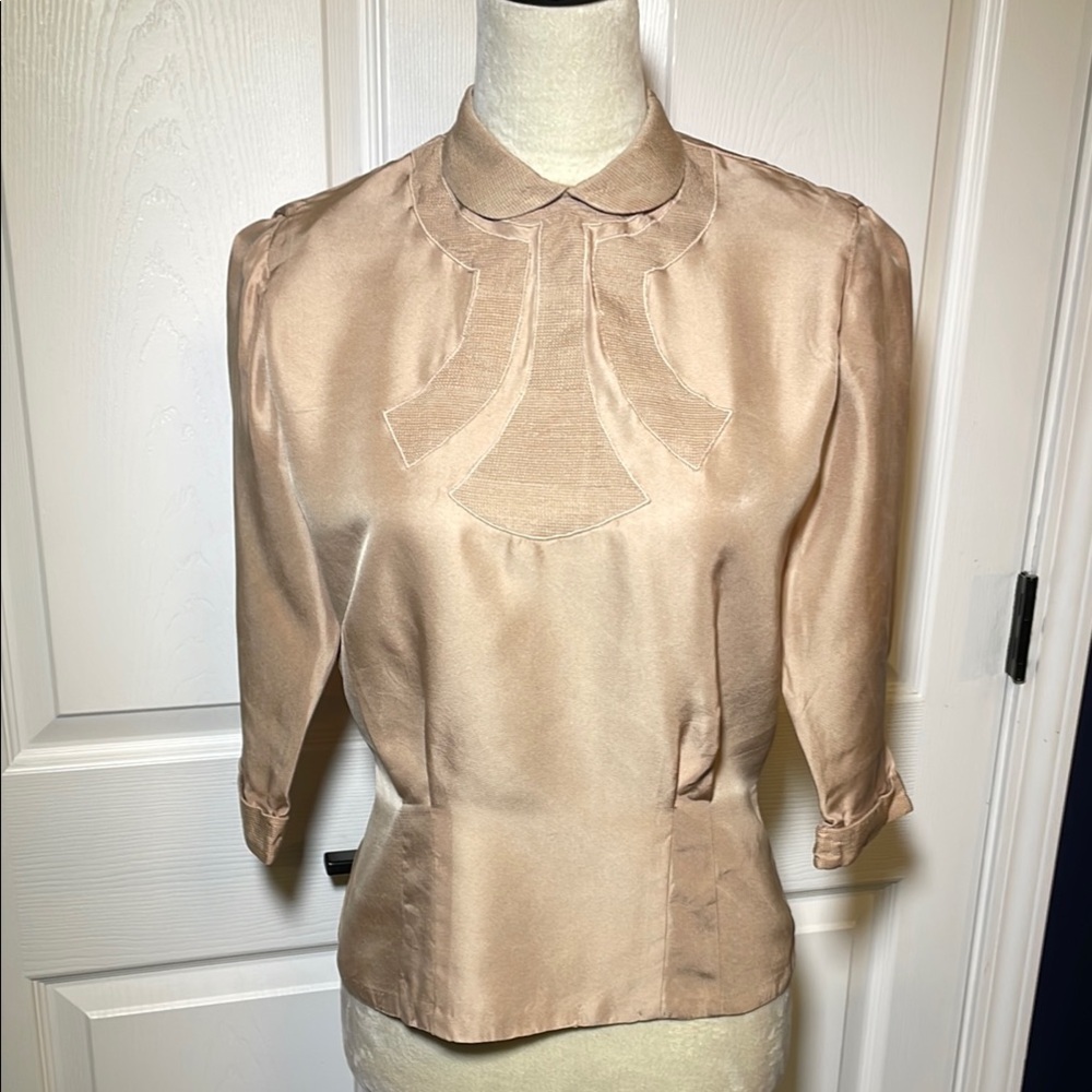 Vintage Ilene Blouse Originators NY Silk Blouse Button Back 1940s(?)